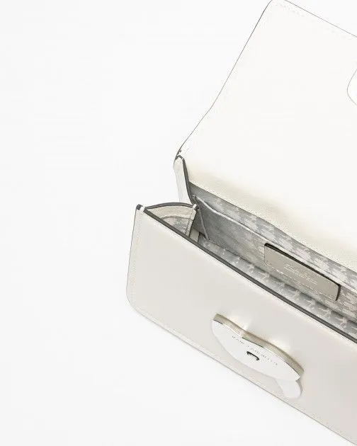 Bolso de mano Karl Lagerfeld K/Ikonik 2.0 Leather CB Lock Blanco