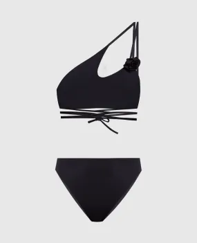 Maygel Coronel Black swimsuit with applications