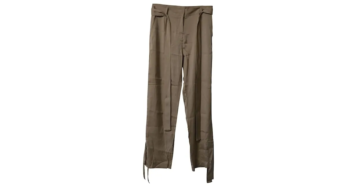 Pantalones con cinturón Valentino en viscosa beige Castaño 