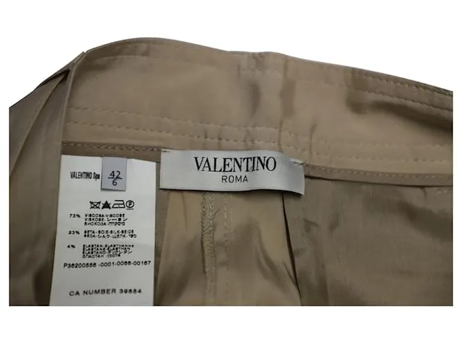Pantalones con cinturón Valentino en viscosa beige Castaño 