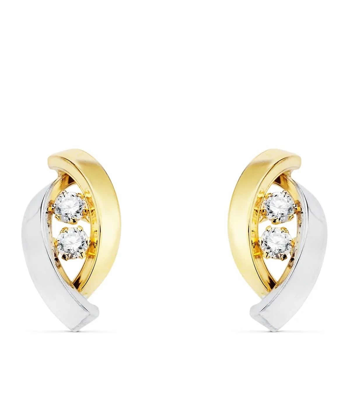 Pendientes Bandas Atlanta Oro Bicolor 18K