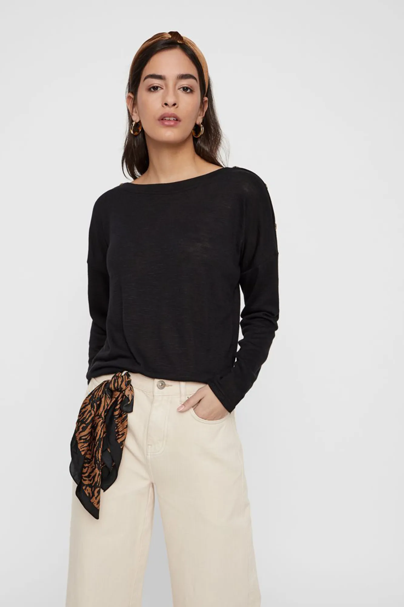 Pieces Top de manga larga cuello redondo