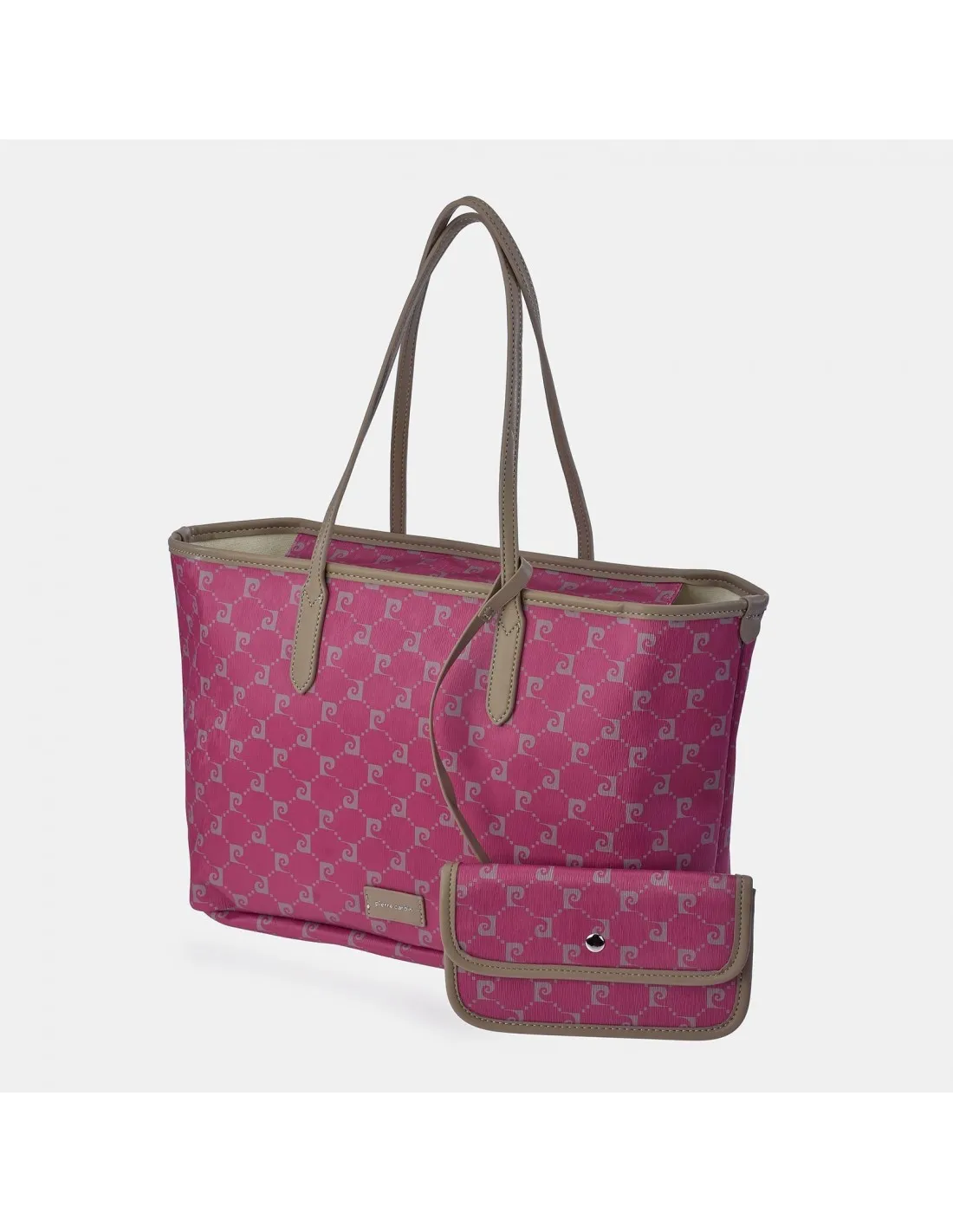 PIERRE CARDIN bolso shopping grande en lona estampada con cierre