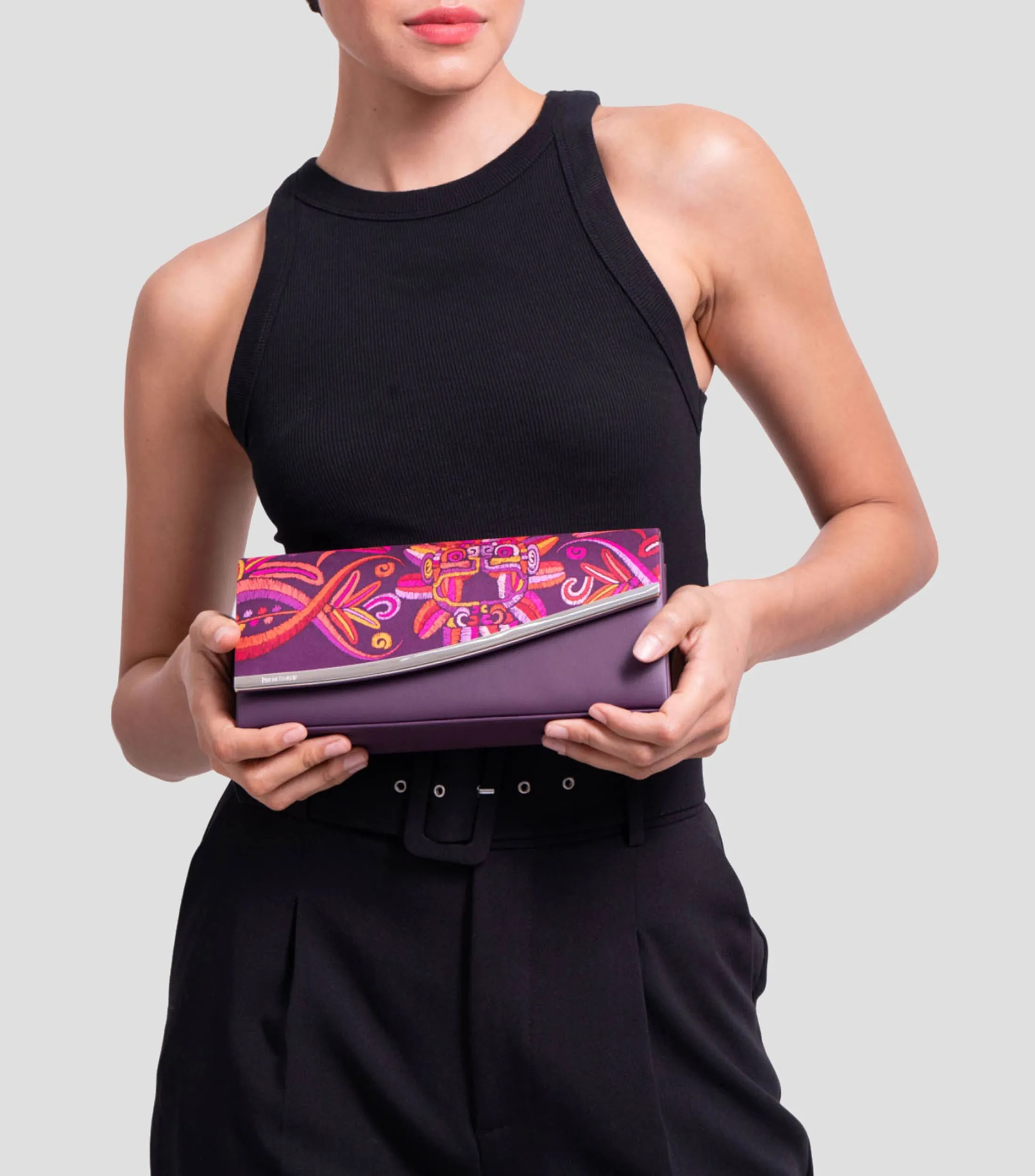 Pineda Covalin Bolso Clutch con estampado Quetzalcóatl Mujer