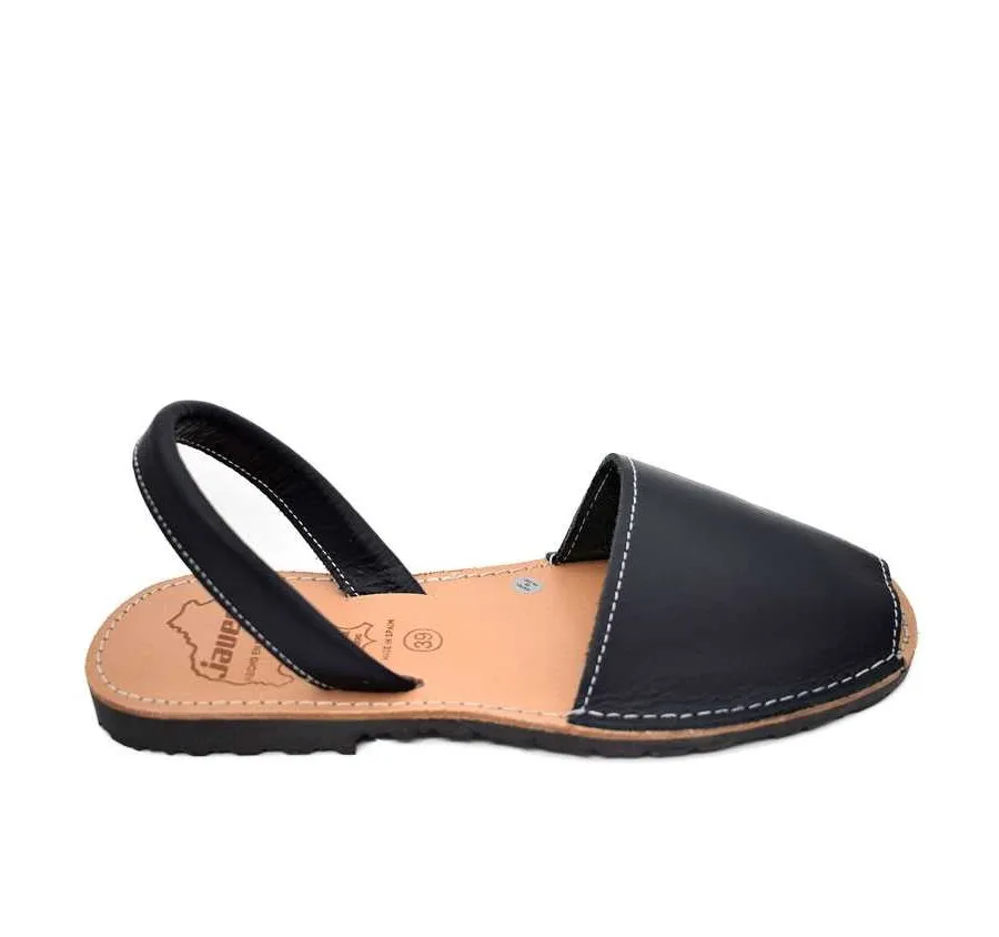 SANDALIA MENORQUINA PIEL ZAPATO UNISEX EN COLOR MARINO HECHO A MANO 17571