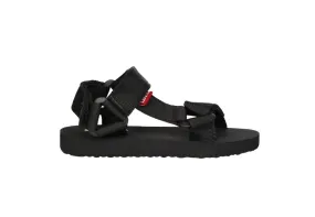 Sandalia Velcro Textil Tres Tiras Negro